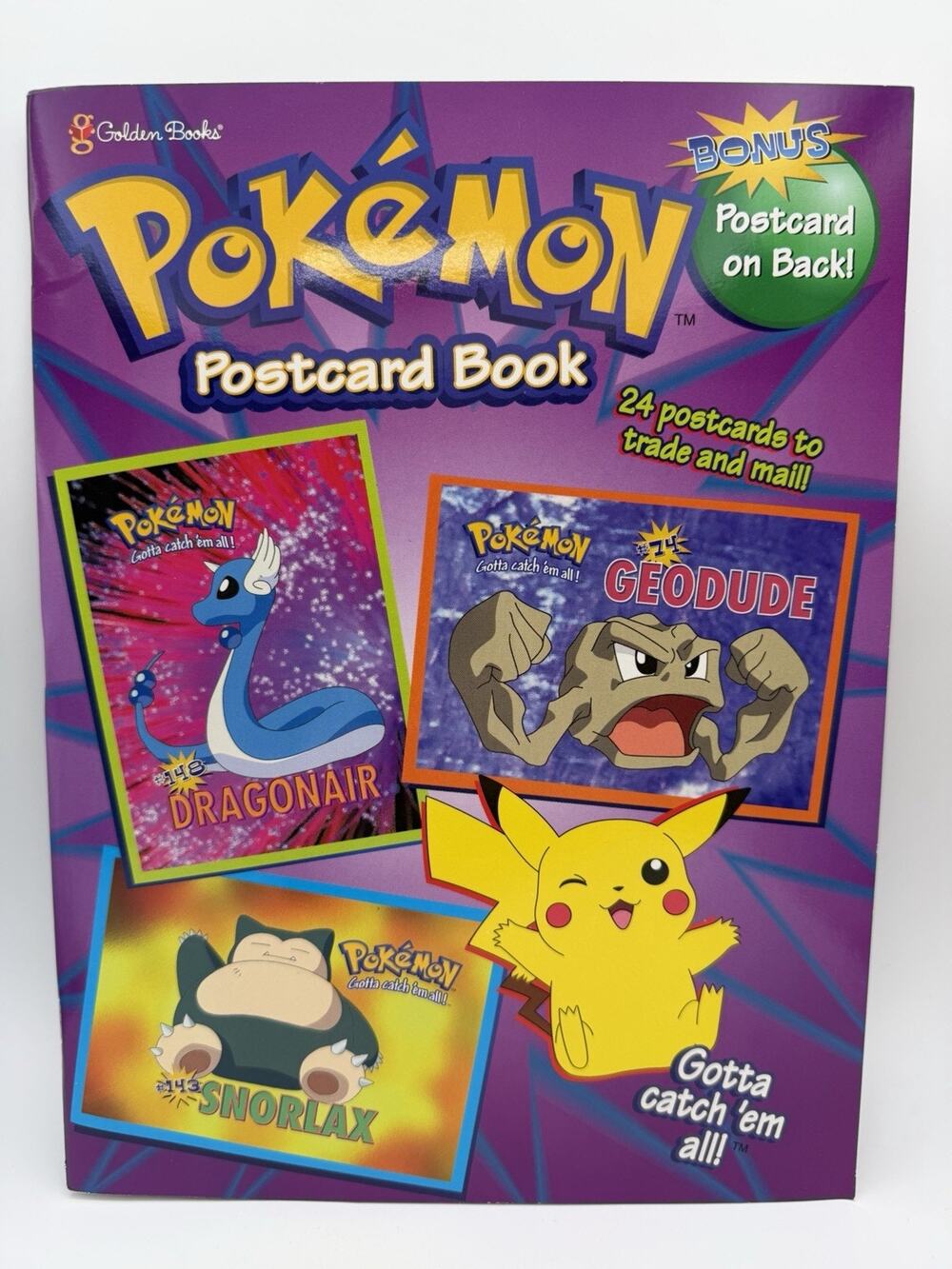 Vintage Pokemon Postcard Book 1999 Complete 24 Cards 90s Golden Book